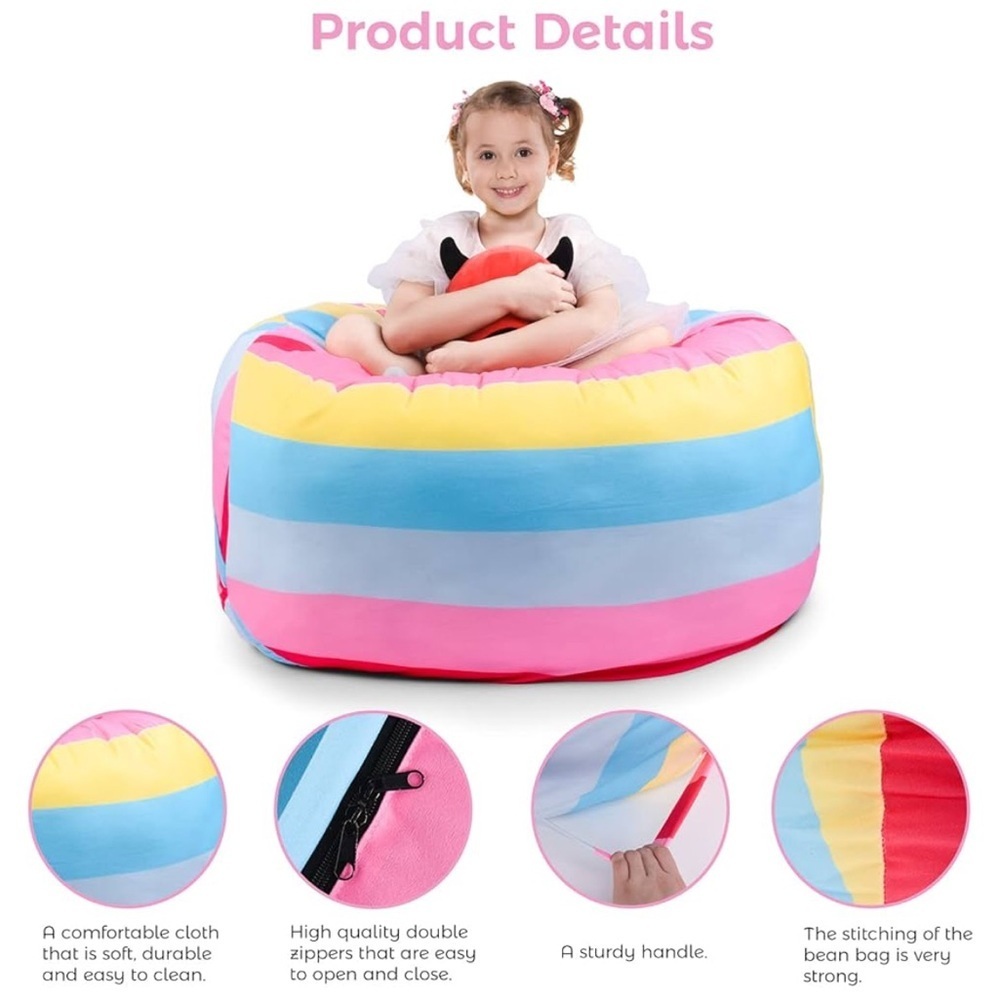 KABOER Bean Bag Cover for Kids,200L Stuffed Animal Storage​ - Picture 3 of 8